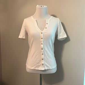 Marve by Anthropologie White Top Fiited Size Medium